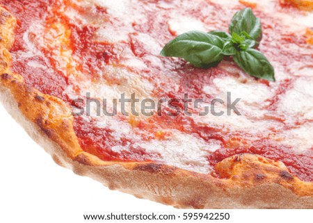 Pizza Margherita Close Up. Focus on the crust