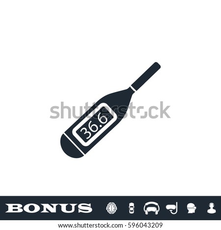 Medical thermometer icon flat. Simple black pictogram on white background. Illustration symbol and bonus button