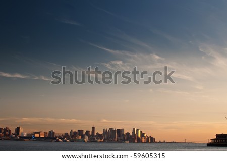 photo beautiful sunset evening over new york city