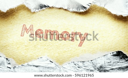 Stick paper with word memory on yellow background