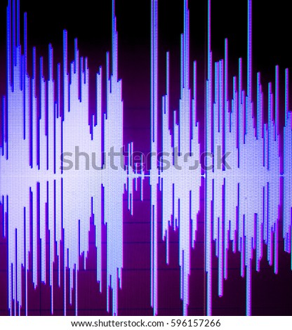 Sound recording studio audio wave on computer screen in professional editing program for voice, vocal, dj deejay musical mixing