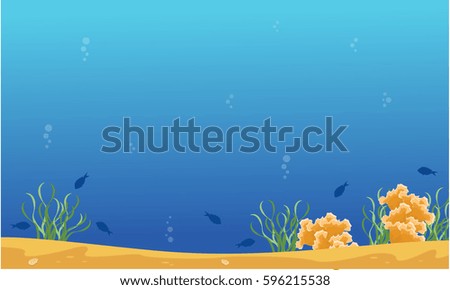 Landscape of blue sea with reef