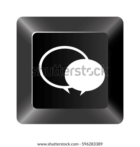 black button round chat bubbles icon, vector illustraction design