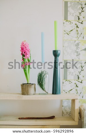 candlesticks in spring backgroud