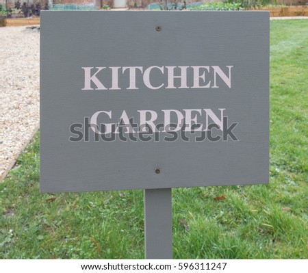 Kitchen Garden Sign in the Rural Village of Gittisham in Devon, England, UK