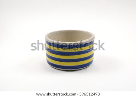 striped bowl on white background.