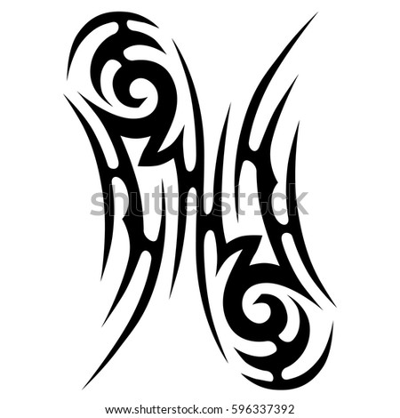Tattoo tribal vector designs sketch. Simple logo. Designer isolated element for ideas decorating the body of women, men and girls arm, leg and other body parts. Abstract illustration.