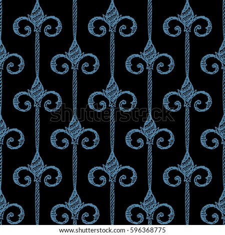Seamless Pattern. Vintage ornament. Niagara and black color. Vector illustration