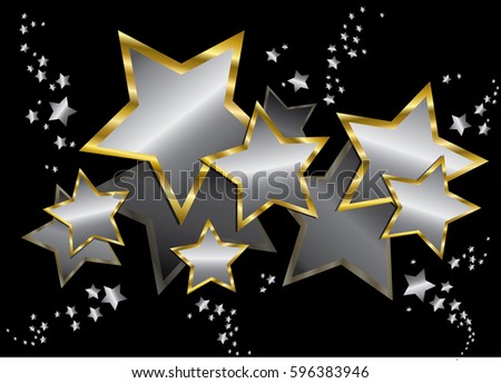 Golden Star isolated on white Background.