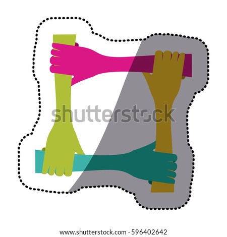 circle of colored hands icon, vector illustraction design image
