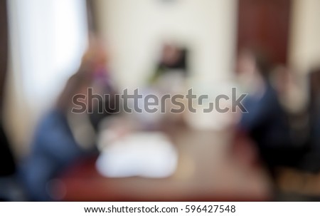 business man talking in conference room. Blur abstract background interior business office working space with pc personal. business discussion people. Blurry comfy view workplace