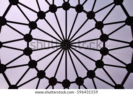 Circle radiating - Wooden framework of the skylight.

