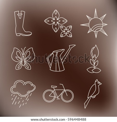 Spring line icons vector set