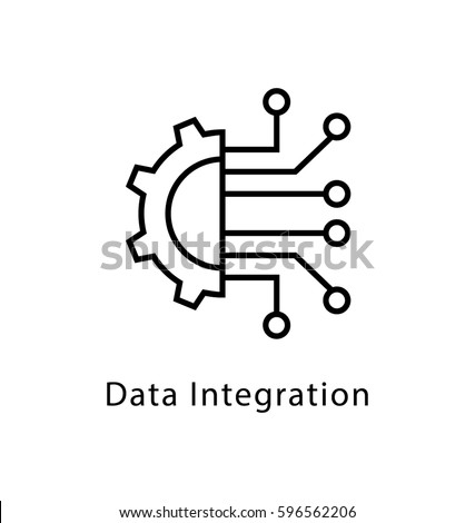 Data Integration Vector Line Icon Royalty-Free Stock Photo #596562206