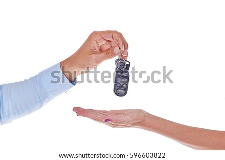 Hand Isolated on a White Background with Car Keys
