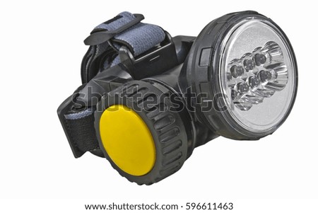 small head-mounted flashlight on white background