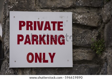 Private parking sign red and white Irish Road Signs