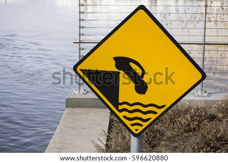 Don't drive into the water sign Irish Road Signs