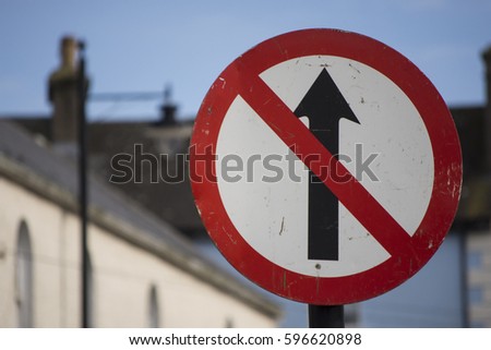 One way street, no entry sign black red and white Irish Road Signs