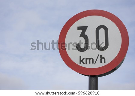 30 km per hour sign red black and white Irish Road Signs