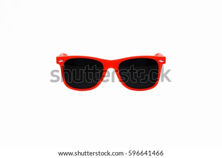  Red Plastic Sunglasses Isolated on White Background