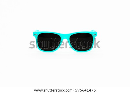  Teal Plastic Sunglasses Isolated on White Background