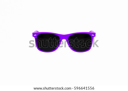  Purple Plastic Sunglasses Isolated on White Background