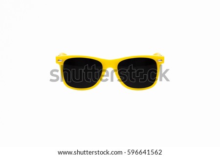 Yellow Plastic Sunglasses Isolated on White Background