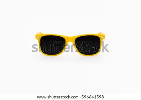 Yellow Plastic Sunglasses Isolated on White Background