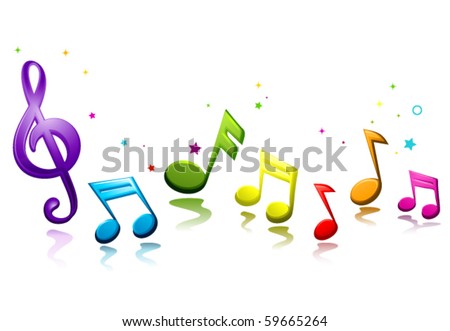 Rainbow Colored Musical Notes - Vector