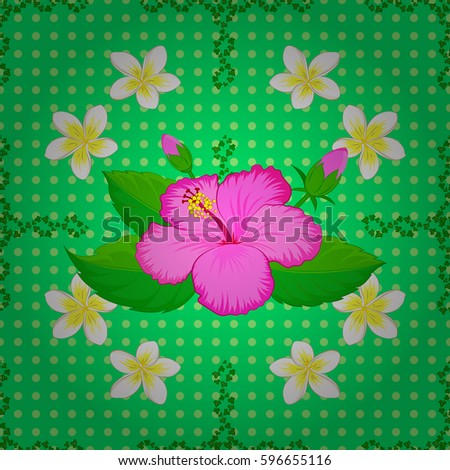 Seamless floral pattern with stylized flowers on a green background. Vector illustration.