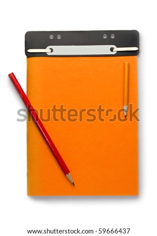 Notepad and pencils isolated on the white background