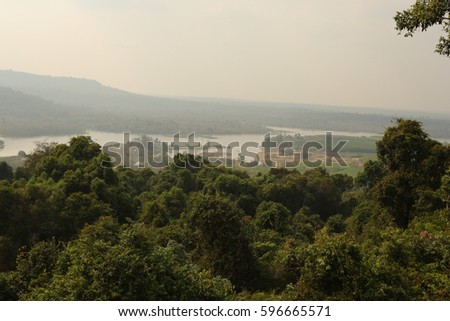 Nature backgrounds/Dramatic clouds with mountain and tree in sisaket  thailand