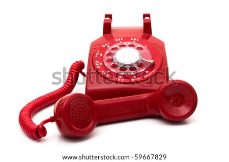 A red retro telephone isolated on white, Call for help Royalty-Free Stock Photo #59667829
