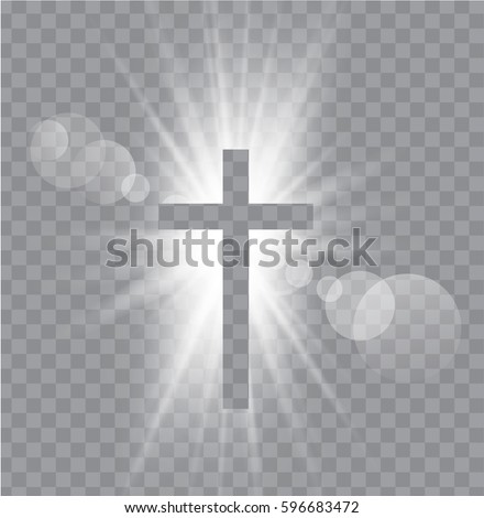 Religioush three  crosses with sun rays  transparent background