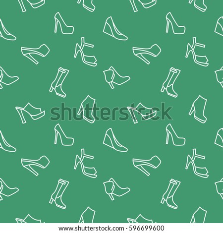 Women shoes background seamless pattern green