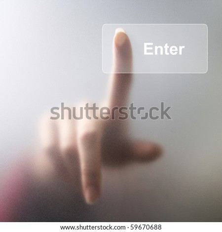 woman finger push "enter" button