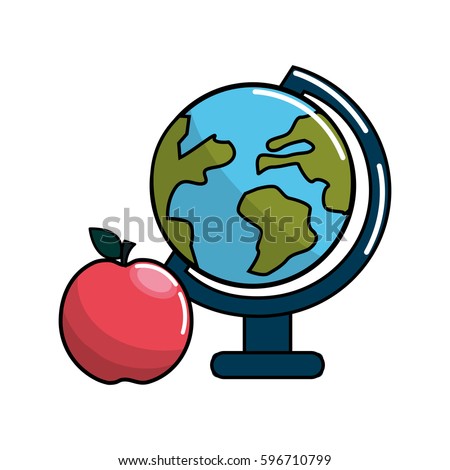 earth planet desk and apple icon