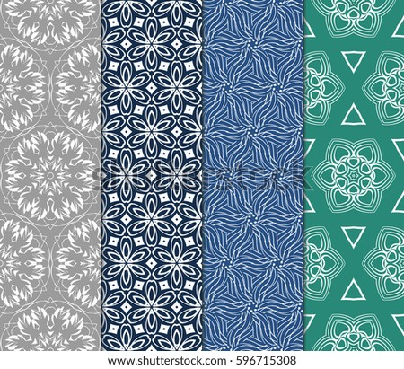 set of decorative ethnic ornament. Seamless vector illustration. Floral style. For interior design, fabric print, page fill, wallpaper, textile