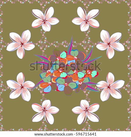 Watercolor seamless pattern on striped background. Vector floral print on a neutral background.