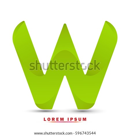 Letter W, Modern concept. elegant and simple typographic .Twisted gradient green