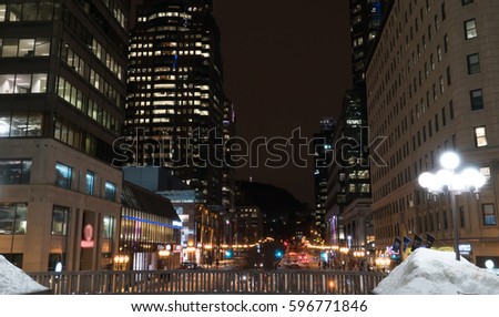 Montreal City Downtown at Night