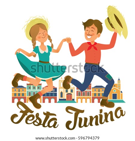 Festa Junina illustration - traditional Brazil June festival party. Vector illustration. 