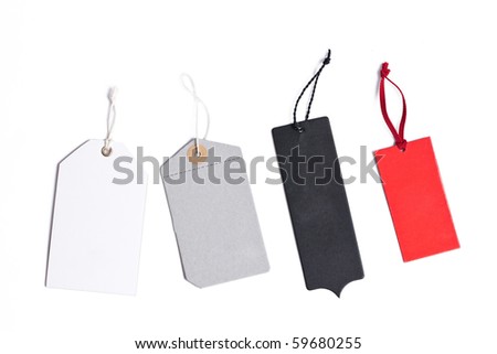blank price tags isolated on white background