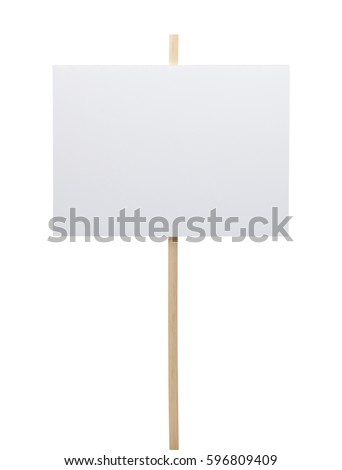 Protest Sign with Copy Space Isolated on White Background. Royalty-Free Stock Photo #596809409