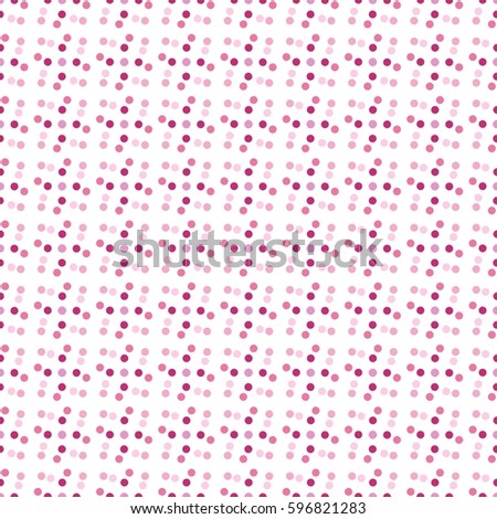 Pink polka dots seamless pattern on white background