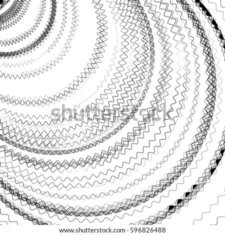 concentric jagged radial circles artistic monochrome illustration