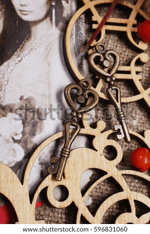 Still Life with carved wooden frame in retro style