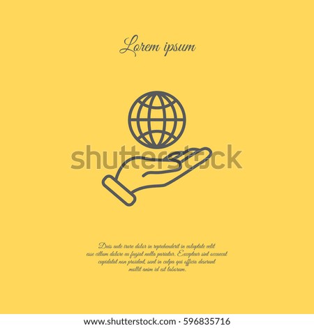 Web line icon. Globe in hand.