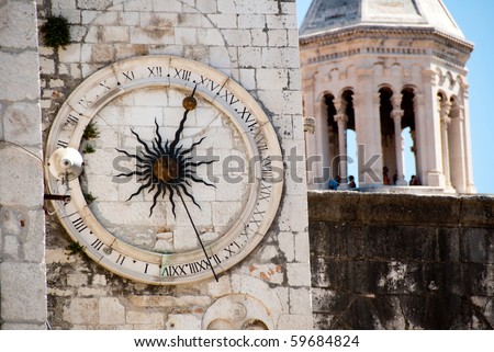 Ancient tower in the town of Split, Croatia Royalty-Free Stock Photo #59684824